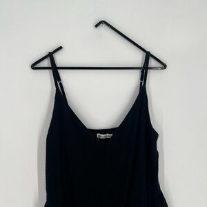 Abercrombie & Fitch Mixed Fabric Drop Waist Black Midi Dress
